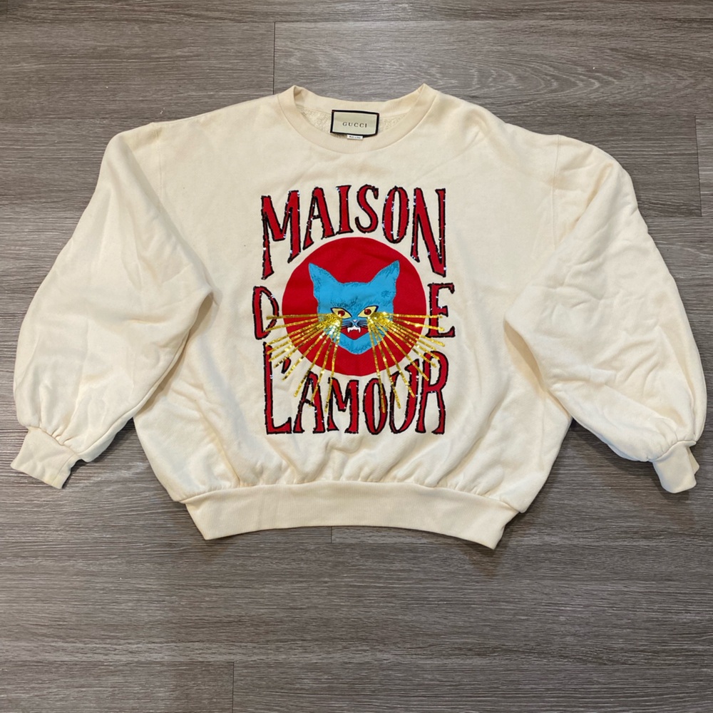 Gucci Cream and Red Sweatshirt with Graphic Design
